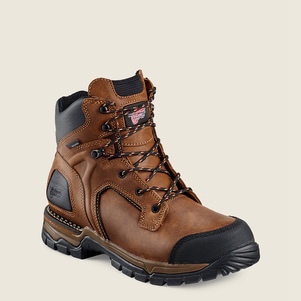 Red Wing Work Boots Mens Brown/Black - Flexforce® - 6-inch Waterproof Soft Toe - 6210754-XN